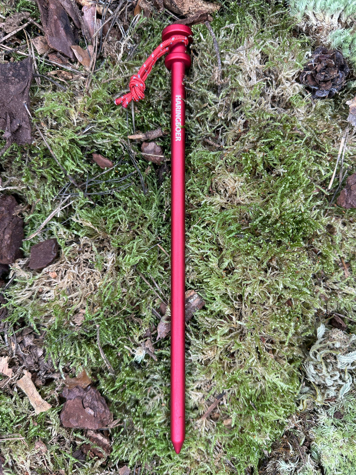 Felsnagel 23 cm aus Aluminium mit PegPull im Einsatz beim Camping