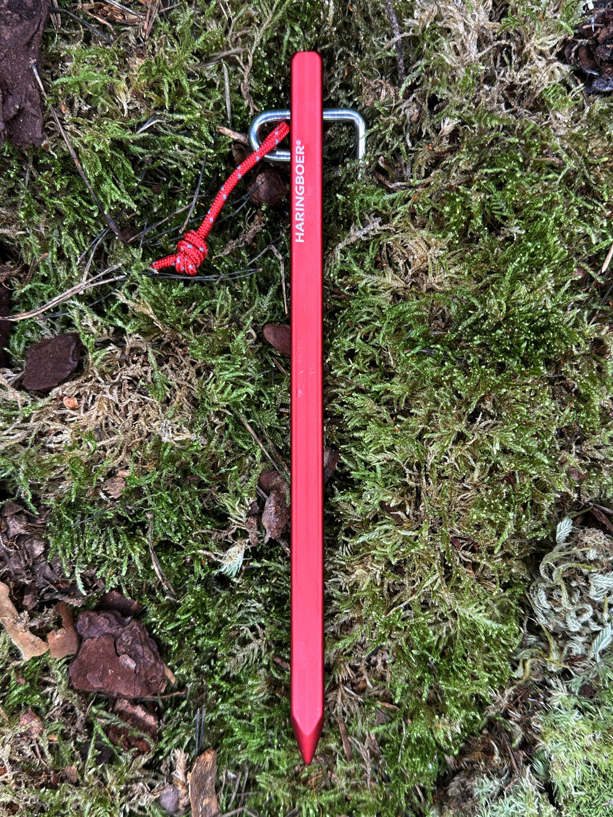 Felshering 20 cm aus Aluminium mit Haken und PegPull im Einsatz beim Camping