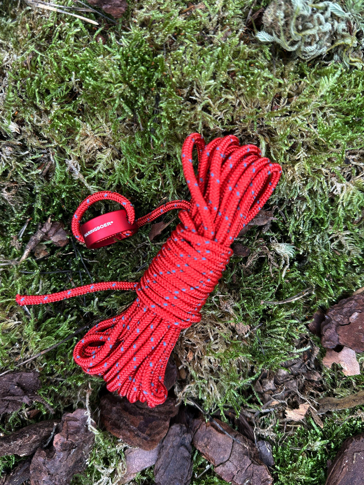 Sturmfeste Abspannleinen 5 m mit 25-mm-Zeltspanner im Einsatz beim Camping